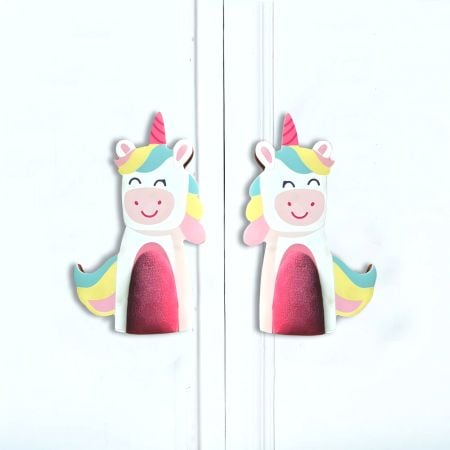 Handcrafted Acacia Wood Unicorn Fabric Handle Pair